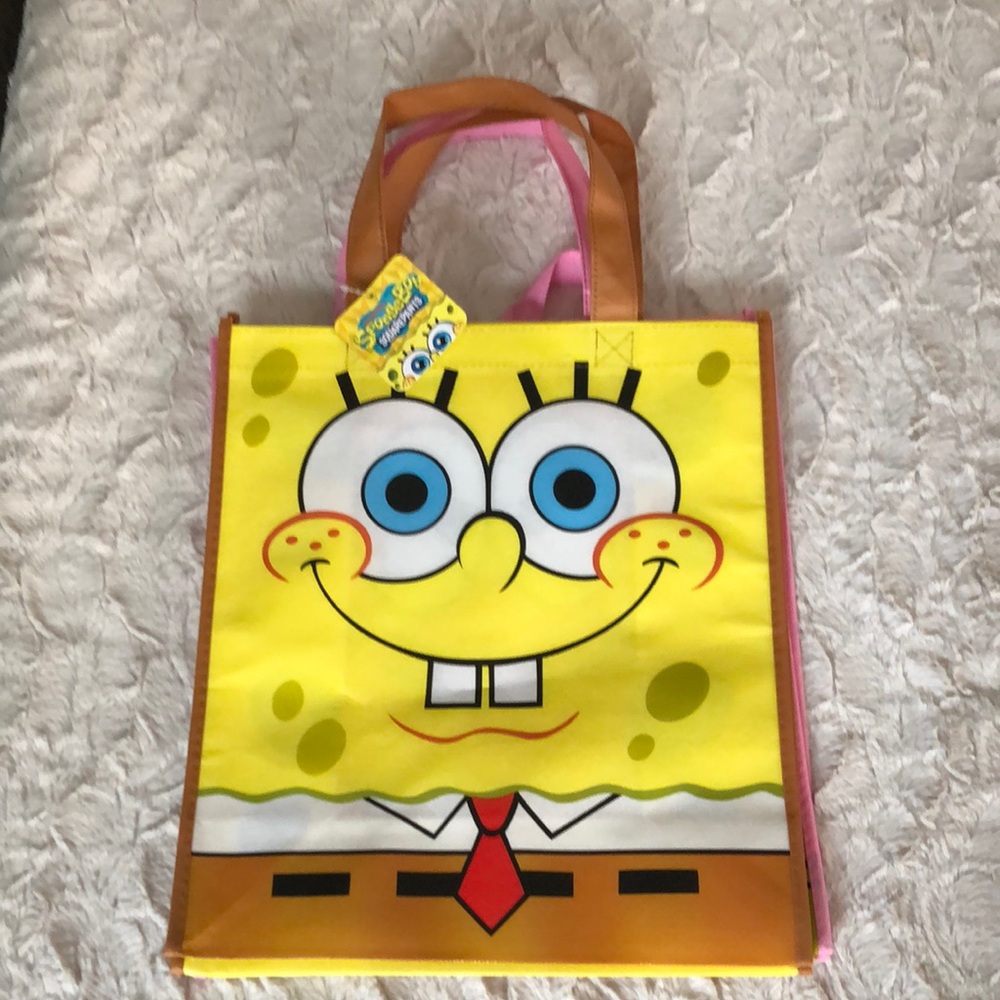 SpongeBob Squarepants and Patrick Reusable Tote Bags with Brown Handles